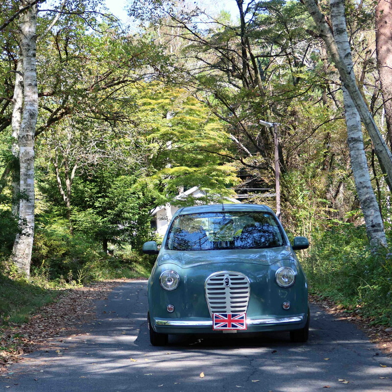 中古車ベースの英国車風オリジナルカー【ミニスター】オーダーメイド車両 R2年式 ボディコーティング：あり ホイール：通常（黒色） カスタムカー レトロ風 自動車 かわいい 車