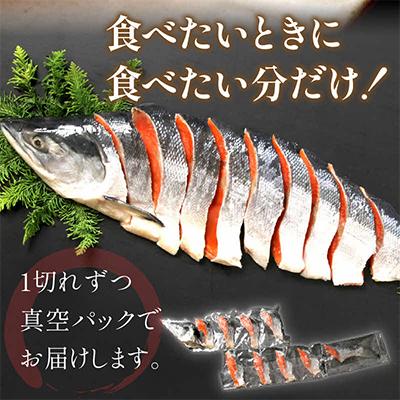 ふるさと納税 北見市 紅鮭半身 姿切り身 約1kg(約10切入)【ミシン目入り真空】北海道北見市加工 |  | 02