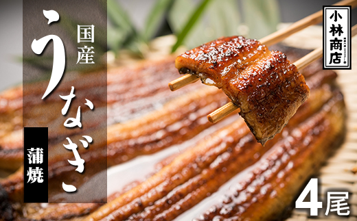 うなぎの六三 こばやし商店 国産 蒲焼うなぎ 約135g×4尾 自家製たれ4個付 木箱入【配送不可地域：離島・沖縄県】【1605318】