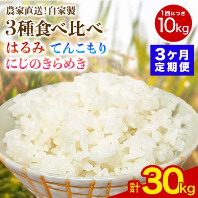 ふるさと納税 伊勢原市 【毎月定期便】合計30kg精米10kg食べ比べ はるみ てんこもり にじのきらめき全3回