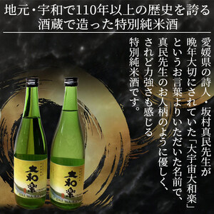 ＜特別純米酒「大和楽」２本セット＞ 日本酒 しずく媛 宇和 正月 西予市 瓶 祝 720 UUS0005