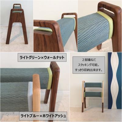 ふるさと納税 大川市 Aスツール・玄関スツール【い草×ライトグリーン/ウォールナット】 |  | 01