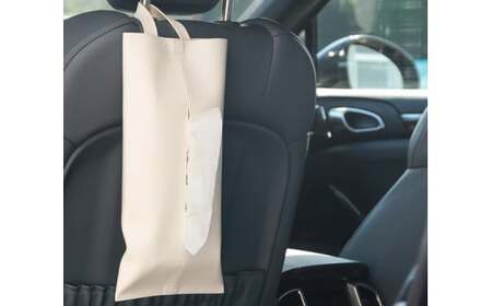 No.207-03 掛けられるPVCレザーティッシュケース「KETY」2個セット（ベージュ）