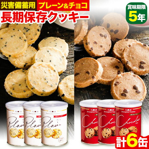 【ふるさと納税】非常食 長期保存 クッキー プレーン チョコ 各100g × 6缶 株式会社フラワー《30日以内に出荷予定(土日祝除く)》大阪府 羽曳野市 災害用 防災 お菓子 スイーツ プレーン チョコ 賞味期限 5年
