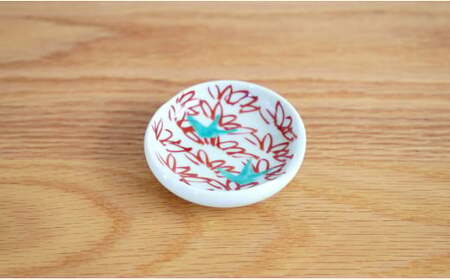 A10-208 有田焼 ゆらり和カップ＆豆皿セット/赤絵風花【藍土】