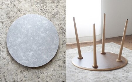 モルタル調メラミン材のラウンドダイニング （80cm） 木部オーク色 ／ テーブル 机 ラウンドテーブル 丸テーブル インテリア 家具 ダイニング 日本製 福岡県 柳川市