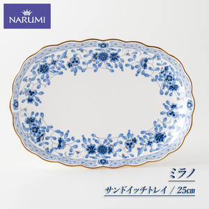 【三重ナルミ】 食器 ミラノ サンドイッチ トレイ ブルー ホワイト 1枚 [鳴海製陶] 食器