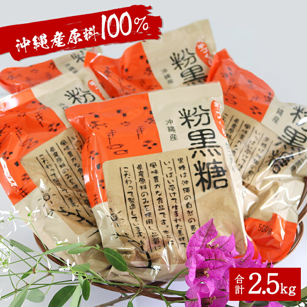 【ふるさと納税】沖縄産原料100％ サトウキビ由来のおいしい粉黒糖 500g×5袋