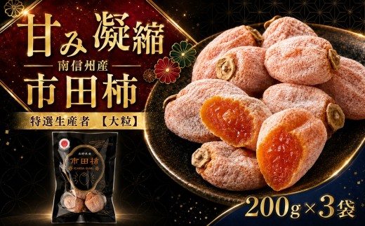 【特選生産者】南信州産 市田柿 600g（200g×3）【大粒】 | マルス信濃物産 ★12/15までのお申し込みで 年内発送 ★ 果物 くだもの フルーツ 柿 かき 市田柿 長野県 信州 南信州 飯田市