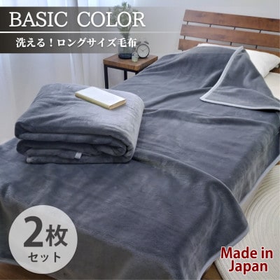 【2枚組】超ロングサイズ140×220cm 洗える! ベーシックカラー高密度軽量毛布 チャコール【1652482】