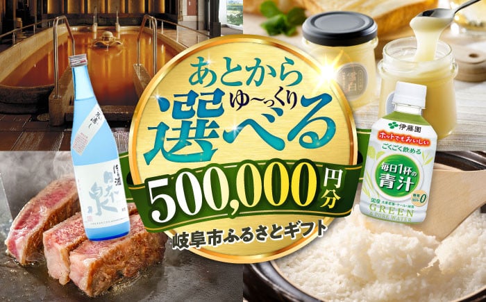 
            【あとから選べる】 岐阜県岐阜市ふるさとギフト 寄附金額50万円分 飛騨牛 トイレットペーパー 日本酒 スイーツ コーヒー 岐阜市 / 岐阜市ふるさと納税 [ANFT023]
          