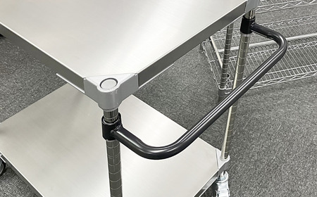 取っ手・キャスター付きステンレスワゴン3段H70 60×76 ブラック PROFACE プロフェイス 冷蔵 冷凍 クリーン 組立式 燕三条製 【385S002】