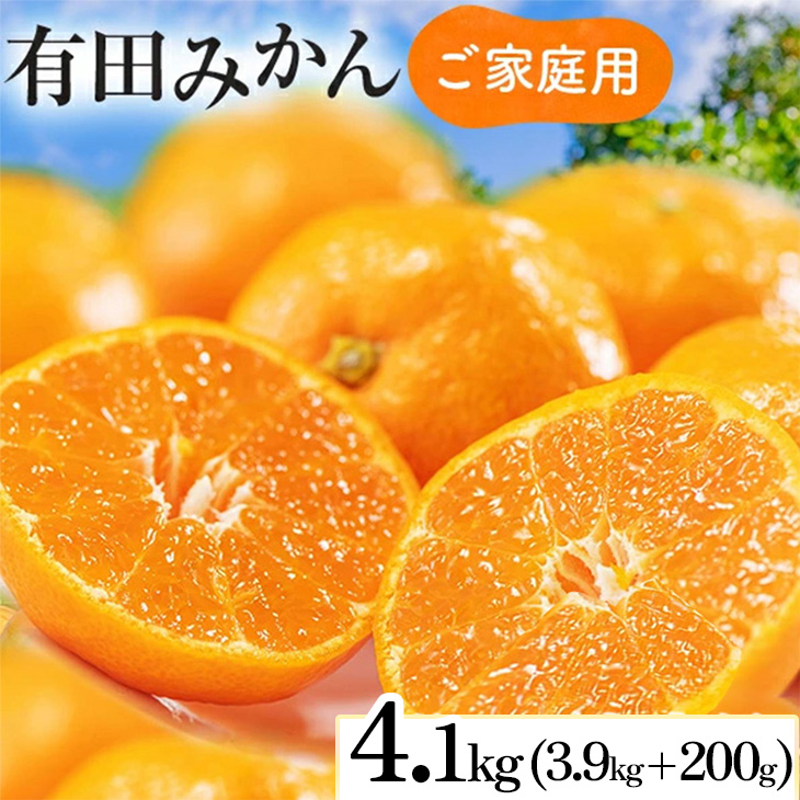 【先行予約】【数量限定】濃厚有田みかん(ご家庭用) 4.1kg(3.9kg+200g(傷み補償分)) ※2025年10月上旬～2026年1月下旬頃に順次発送予定 ※北海道・沖縄・離島への配送不可 