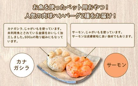 ペットのための肉球型バーグセット（サーモン／金頭）　8個セット【ハートオブワン】