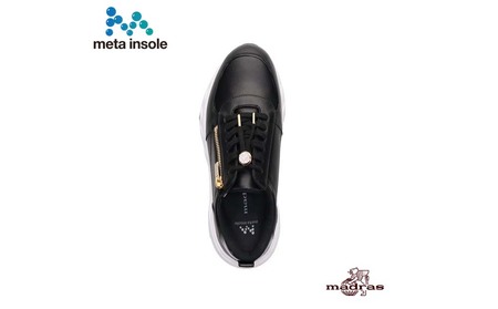 【マドラス 婦人靴】特許meta insole搭載madrasリカバリーシューズ [MADRAS MAL9136MT] レザースニーカー (ブラック、5サイズ)