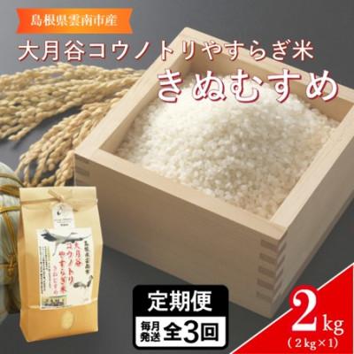 ふるさと納税 雲南市 【毎月定期便】島根県雲南市「大月谷コウノトリやすらぎ米」きぬむすめ　2kg(2kg×1)全3回