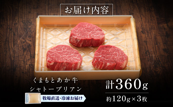 【GI認証】くまもとあか牛シャトーブリアン 約120g×3枚 / 菊陽町 あかうし 熊本県 肉 にく niku ブランド 旨み 【有限会社 三協畜産】 [BHAS014]
