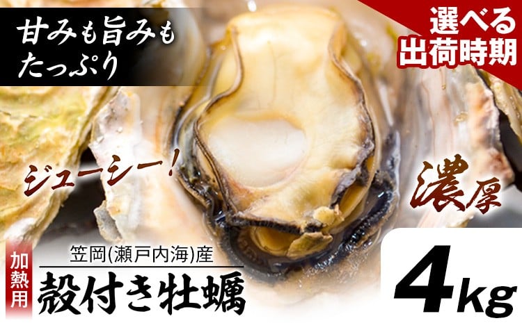 
                  牡蠣事業者応援！ 笠岡産 (瀬戸内海産) 殻付き牡蠣 (加熱用) 4kg《出荷時期が選べる》2月 3月 岡山県 笠岡市 かき カキ 牡蠣 生牡蠣 瀬戸内海産 殻付き
                