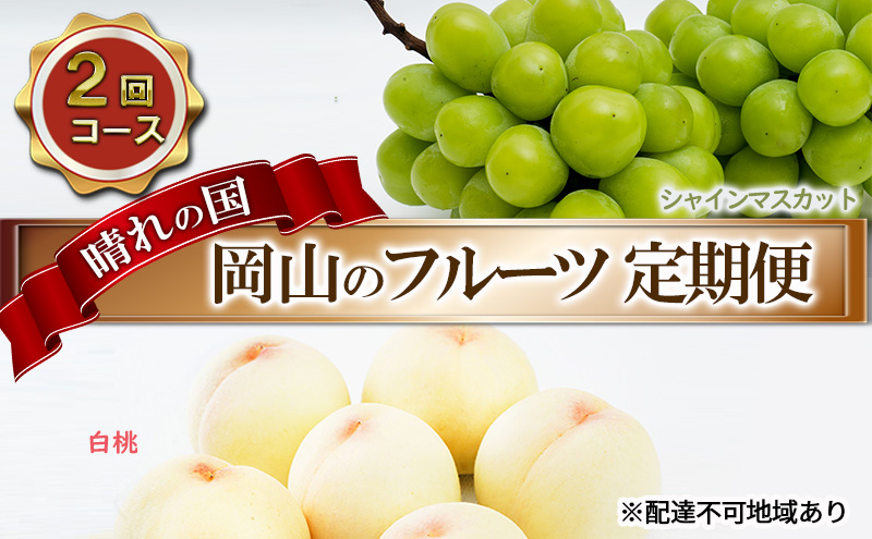 フルーツ 2025年 先行予約 晴れの国 岡山 の フルーツ 定期便 2回コース 桃 ぶどう 岡山県産 国産 フルーツ 果物 ギフト