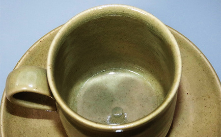 虫明焼 コーヒーカップ＆ソーサー 2個組（曙窯 作） 工芸品 ティーカップ 