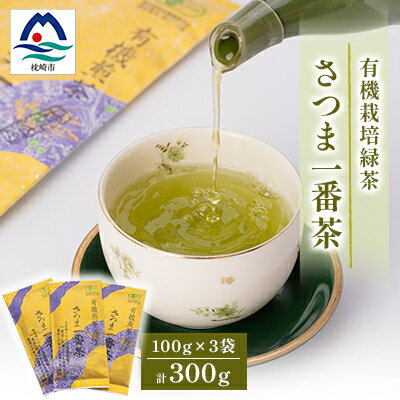 【ふるさと納税】一番茶のみ使用!有機栽培緑茶“さつま一番茶”【100g×3袋】 A6-117_鹿児島茶 緑茶 かごしま茶 一番茶 特上 煎茶 セット 人気 茶葉 香り高い 深い味わい お茶 旨み 甘み 国産 お取り寄せ 茶 鹿児島県 枕崎市 送料無料【1167071】