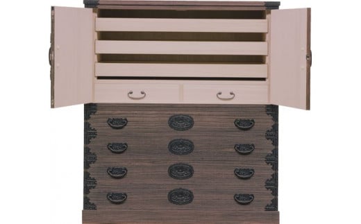 桐たんす専門店より 「ぼたん(衣装たんす)」 【経年変化を楽しめる伝統家具】 丁寧に手作業で仕上げた、開戸付きの総桐たんす 職人による、手作り・手仕上げの工場よりお届け／総桐箪笥和光　AH085