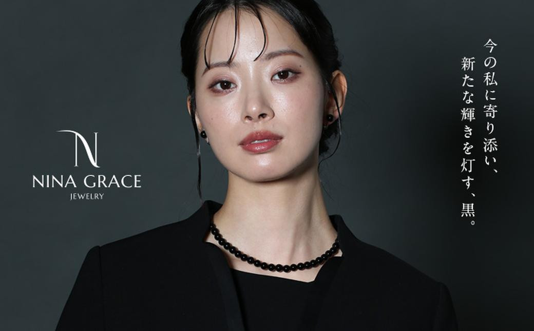 オニキス ネックレス イヤリング 2点セット 艶あり 8mm 