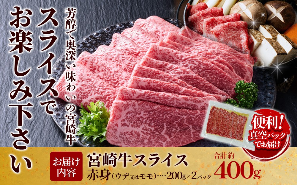 宮崎牛 スライス(赤身) 400g 真空パック