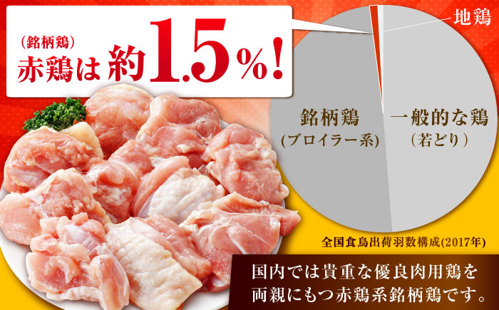 【6回定期便】赤鶏「みつせ鶏」もも切身 (バラ凍結) 1.5kg (300g×5袋)