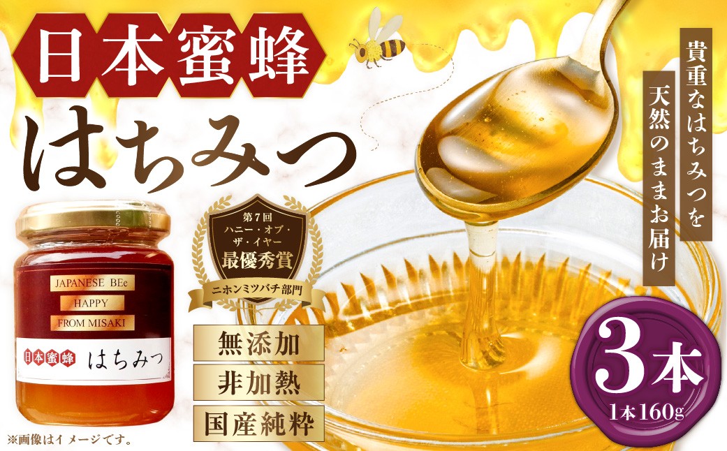 
                  日本蜜蜂 はちみつ ３本入り 純粋蜂蜜 ハチミツ 天然 純粋 蜜 瓶 国産 常温 四国 愛媛県 【えひめの町（超）推し！（伊方町）】（357）
                
