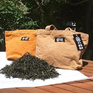 熊野番茶染めキャンバスミニトート　ヤマブキ色（チタン媒染）【mrm0106】