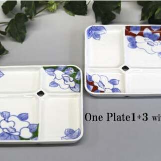 有田焼 One Plate 1+3 椿 (緑 赤) 2枚セット 三光堂 dv001
