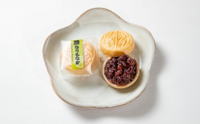未来の名産品！出来立てほやほやの希少小豆を使用／菓子「勝なりもなか」