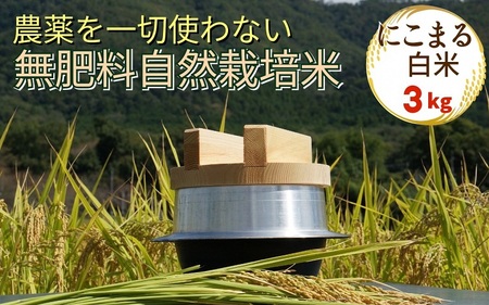 米 自然栽培米 にこまる 白米 3kg  米 京都丹波産米 無農薬米栽培 厳選品種米