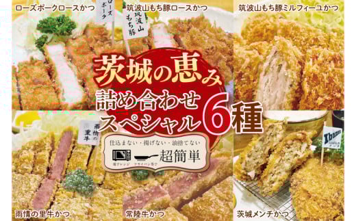 【最短2日から5日以内に発送！】【楽ちん 冷凍とんかつ・牛かつ】茨城の旨い肉フルセット！いばらきの恵み詰合せスペシャル（常陸牛かつ＆雨情の里牛かつ75g各1枚、ローズポークロースかつ＆筑波山もち豚ロースかつ150g各1枚）【cookfan とんかつレストラン クックファン おかず 総菜 カツ 水戸市 水戸 茨城県】（BK-21）