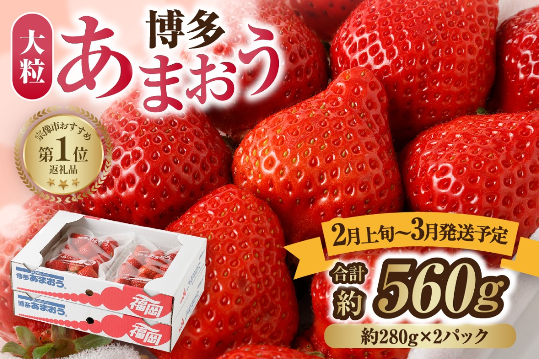 【アフター保証】 大粒セレクト！大人気のあまおう 約280g×2パック【2026年2月中旬～3月お届け】【JAほたるの里】_HA0277