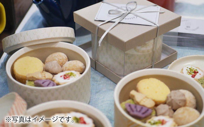 【波佐見焼】波佐見 陶箱クッキー プリーツ柄 くすみグリーン【HASAMI COOKIES STORE】 [UE12]