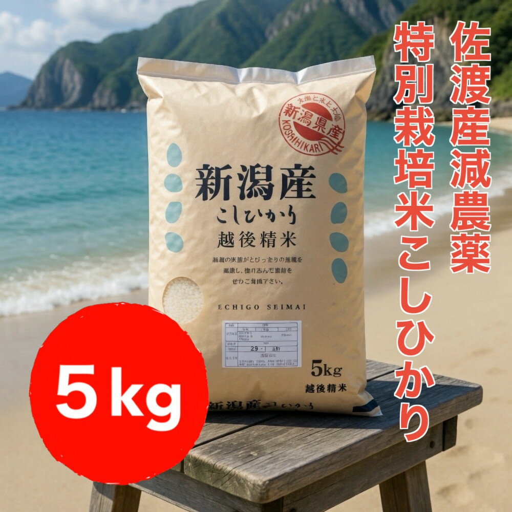 【ふるさと納税】【トキと一緒に育った特別なコシヒカリ】佐渡産 減農薬特別栽培米コシヒカリ 5kg | 防災、防災用、備蓄、保存、米、真空パック　減農薬　特別栽培米
