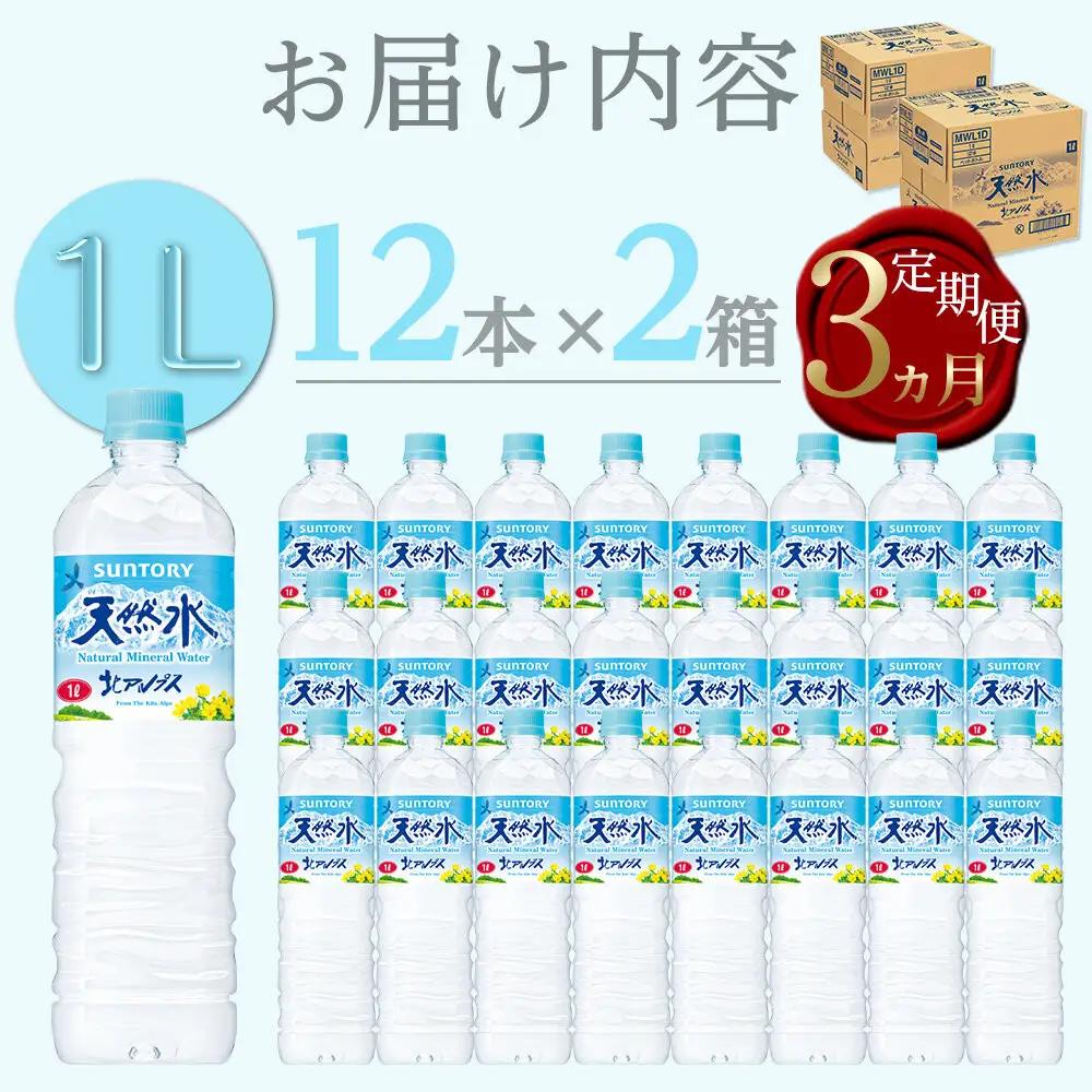 【定期便／全3回（毎月お届け）】サントリー天然水 北アルプス 1L ペットボトル 24本（12本入り×2ケース）| 水 ミネラルウォーター