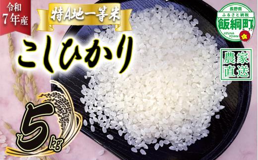 米 東風の里 コシヒカリ 5kg 令和7年産 特A地一等米 東風の会 2025年11月上旬頃から順次発送予定 お米 こしひかり 16000円 沖縄県への配送不可 信州 長野県 飯綱町 [1918]