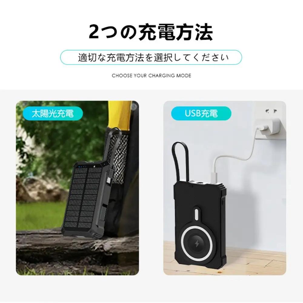 ソーラー充電対応 15000mAh 57.75Wh 大容量モバイルバッテリー MagSafe対応 15Wワイヤレス充電 iPhone 17/iPhone Air充電 iOS/Android対応 LED