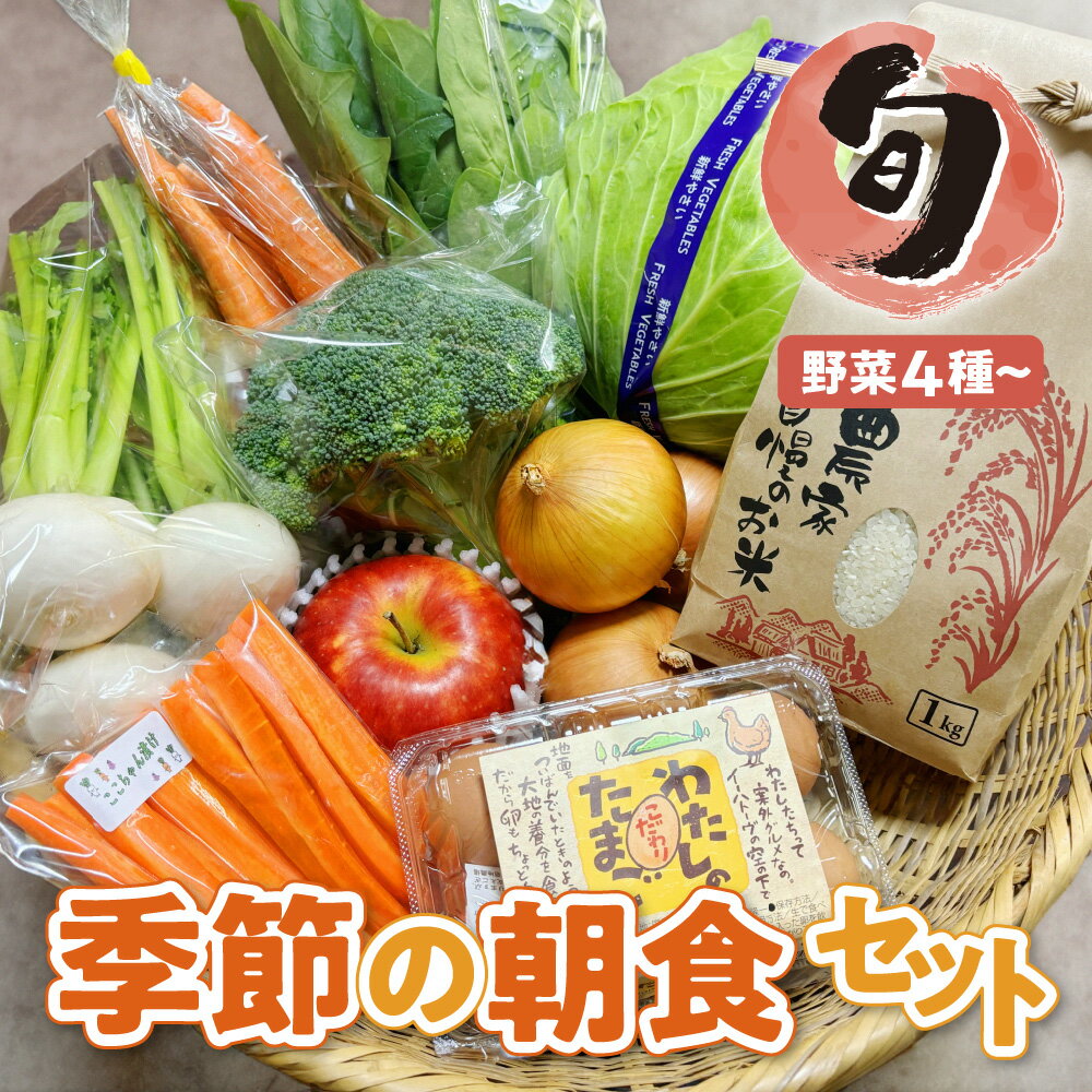 【ふるさと納税】産直ろくちゃん 旬 野菜 朝食 セット 野菜4品以上 米 たまご ピクルス お米 果物 りんご 季節 おまかせ 詰め合わせ 岩手県 金ケ崎町