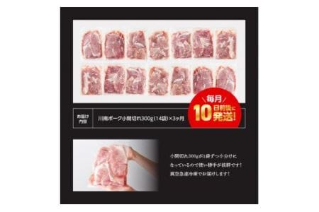 豚肉 【3ヶ月定期便】宮崎県産豚肉川南ポーク小間切れ4.2kg(300g×14パック)