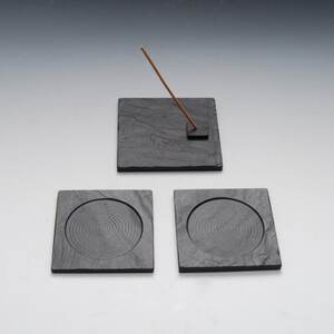 【雄勝石】コースター四角2枚組＆お香立てセット角100【1473420】