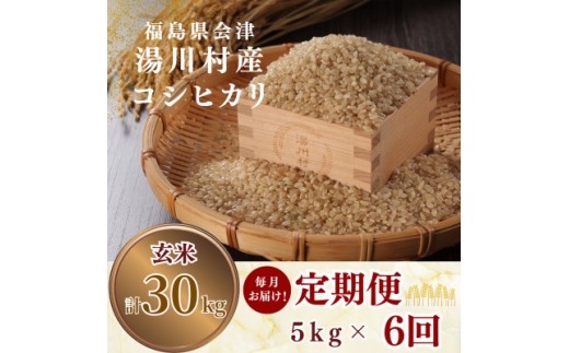 ＜発送月固定定期便＞湯川村産コシヒカリ 玄米5kg(R8.10・11・12・R9.1・2・3)全6回【4091452】