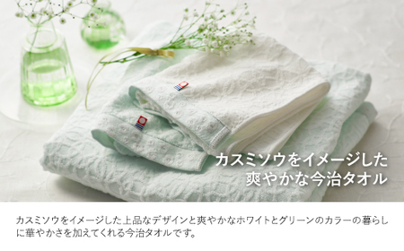 今治デイリーフラワー バスタオル・フェイスタオルセット(BTミントグリーン×1、FTホワイト×1) ミントグリーン ホワイト 今治タオル 今治ブランド バスタオル フェイスタオル セット商品 吸水性 