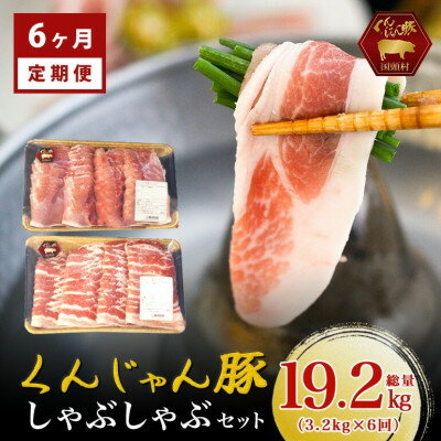 【ふるさと納税】【毎月定期便】くんじゃん豚 しゃぶしゃぶセット(バラ・ロース)計19.2kg全6回【配送不可地域：離島】【4067075】
