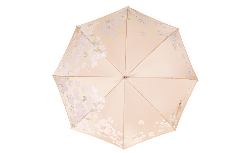 【槙田商店】晴雨兼用長傘　絵おり　桜　ベージュ  日傘 UV プレゼント 化粧箱 ギフト 老舗