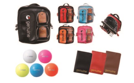 選べるカラー ジェニュイン ポーチ（黒）　ボール・カードホルダー他6点セット ボール白･カード茶