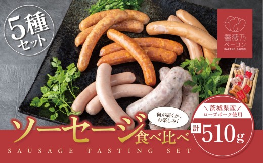 薔薇乃 ソーセージ 5種セット 約510g │ 詰め合わせ 食べ比べ 豚肉 ローズポーク おつまみ ポークソーセージ 茨城県産 茨城県 つくば市